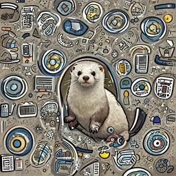 seal ferret chimera, white fur, adorable, award-winning digital art