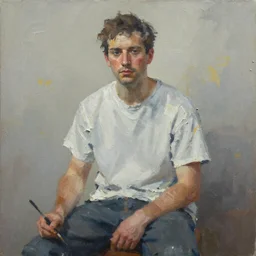 john Hamm painted in very thick impasto oils
