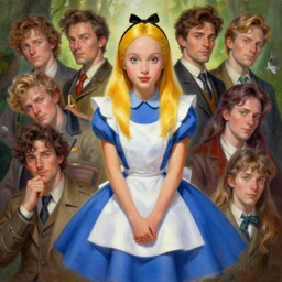 highly detailed character portrait, painting of alice in wonderland, 8 k, hd, trending on artstation, fantasy art by greg rutowski, loish, rhads, ferdinand knab, makoto shinkai and lois van baarle, ilya kuvshinov, rossdraws, tom bagshaw, global illumination, radiant light, detailed and intricate