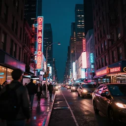 neon streets of new york, 4 k, award winning photo