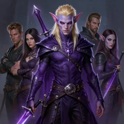 male rogue changeling with glowing purples daggers, blond hair, dnd character | | realistic shaded, fine details, realistic shaded lighting painting by greg rutkowski, diego gisbert llorens, magali villeneuve, artgerm, jeremy lipkin, michael garmash, rob rey