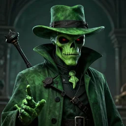 A closeup of a green Plague Doctor by Greg Rutkowski, Dan Mumford, Bloodborne, 4k photorealistic, volumetric lighting, HD, high details, dramatic, dark atmosphere, trending on artstation
