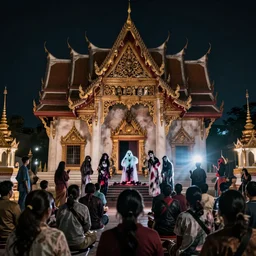a footage of a view of a horror zombie ghost devil exorcism in thai temple, night scene with flash, scene, highly detailed, still shot from movie - w 1 0 2 4
