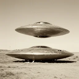 vintage photograph of roswell aliens, next to full body ufo crash, sepia