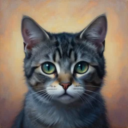 painting of a very very very cute cat, close up of a kitten, by zdzislaw beksinski, by dariusz zawadzki, by wayne barlowe, gothic, surrealism, cosmic horror, lovecraftian, cold hue's, warm tone gradient background, concept art, beautiful composition