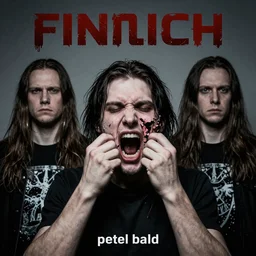 A finnish metal band album cover of man tearing his face off