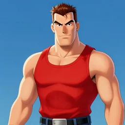 Duke Nukem, red tank-top, Duke Nukem 90s cover art
