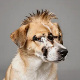 a dog with a mullet
