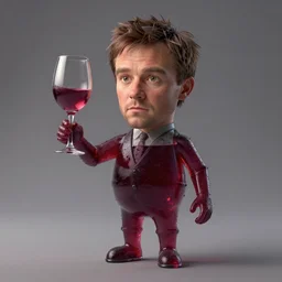 surrealism, ewan mcgregor as kebobi is a glass man filled with wine, sharp focus, highly detailed, 3 d render,
