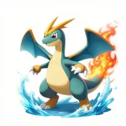 concept art of a brand new pokemon, 4 k, water and fire type
