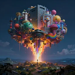 inception dreams entering other dreams, digital art, colorful, fanart