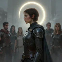( side profile ) concept art by thomas blackshear, imogen poots as galactic templar, light halo, gloomhaven, matte painting, extremely emotional, realistic shaded lighting poster by hsiao ron chen, artgerm, lawren harris, eve ventrue, magali villeneuve, jeremy lipkin, rob rey, christophe vacher
