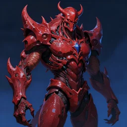 detailed, sharp, humanoid male monster of necronomicon by Anna Dittmann and by studio ghibli. Red and Blue. digital art. surreal. featured on art station. anime arts. featured on Pixiv, HD, 8K, highly detailed, good lighting