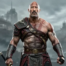 Dwayne Johnson as God of war, professional photography