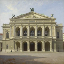 vienna state opera house, outside, oil painting by johannes vermeer
