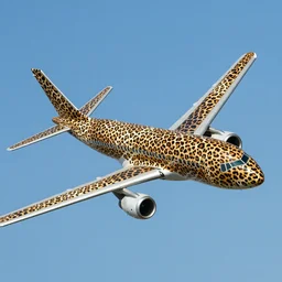 a leopard-print airplane