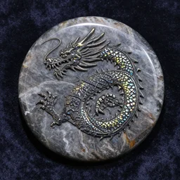 a dragon, marble, diorite, carbon nanotubes, velvet, lumen reflections, anaglyph