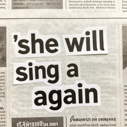 a note made from newspaper clippings that says'she will sing again'