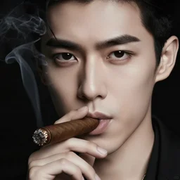 dreamy portrait of a cool male personification of awesome with sharp eyes, smoking a cigar, upper body visible, ultra realistic, black and white highly detailed, hd, sharp focus, cinematic lighting, mood lighting, realistic, photorealistic, vivid colors, photograph, digital art, non blurry, sharp, artstation, smooth