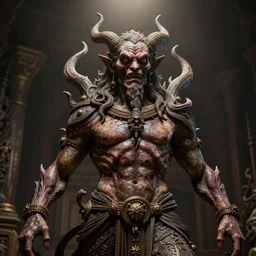 elaborate biblical statue demon, Beelzebub, sin, Nuttavut Baiphowongse, Mark Armstron, horror, amad, artstation rendered by octane, 8k, ultra 8k, hyper realistic, photorealistic, photo, cinematic lighting, ambient lighting from top