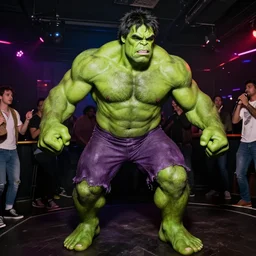 a photo of hulk dancing drunk in the club