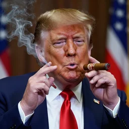 a photo of donald trump smoking a cigar