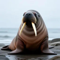 a walrus resembling a human, photorealistic 4K.
