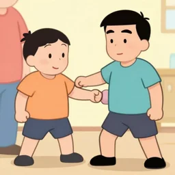 screenshot from a cartoon of a man trying spanking someone