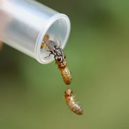larvae pouring out of a fly