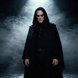 tim curry as darkness from ridley scott's movie legend. studio lighting, photoshoot in the style of annie leibovitz, atmospheric smoke