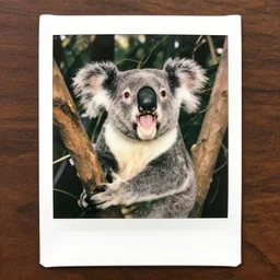 polaroid of koala screaming