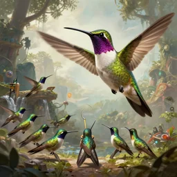 giant fuegohummingbird boss battle fantasy artwork epic detailed and intricate digital painting trending on artstation by wlop octane render