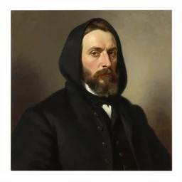 a beautiful painting of vasil levski in a black hood, by asher brown durand and rembrandt, featured on artstation