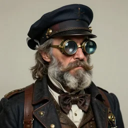 A portrait of a grizzled steampunk captain wearing a monocle, by Nornam Rockwell, trending on artstation.
