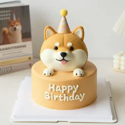 a shiba inu birthday cake, cookbook photo