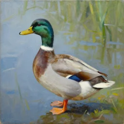 a duck on the prowl oil painting gyuri lohmuller
