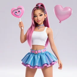 ariana grande in chainsaw lollipop, unreal engine, blender, 4 k, octane, ray tracing, skirt
