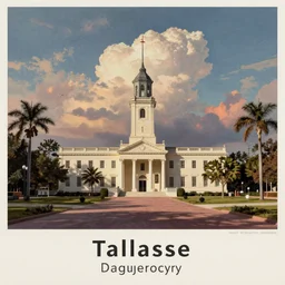 colorful lithograph of a high resolution Daguerrotype of Tallahassee, trending on Shutterstock and Flickr