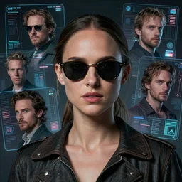 a portrait of natalie portman wearing sunglasses fantasy character portrait, ultra realistic, cinematic, concept art, wide angle, intricate details, hologram, highly detailed by greg rutkowski, aaron horkey, gaston bussiere, craig mullins, simon bisley, arthur rackham