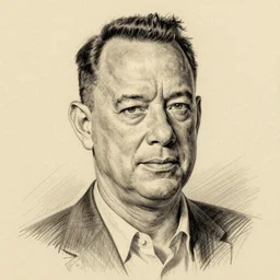 a pencil sketch of Tom Hanks, trending on ArtStation
