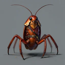 cockroach character, securityguard, in the style of warhammer fantasy : : head torso legs drawing