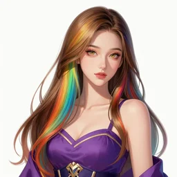 the portrait of neutral good rainbow colorful female cleric bard as absurdly beautiful, gorgeous, elegant, young gravure idol, an ultrafine hyperdetailed illustration by kim jung gi, irakli nadar, intricate linework, detailed symmetrical faces, sharp focus, octopath traveler, unreal engine 5 highly rendered, global illumination, radiant light, detailed and intricate