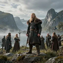 Beautiful Viking setting artistic masterpiece in the style of jesper fjsing