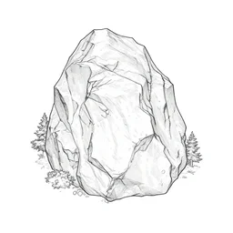 isometric view of boulder, lineart