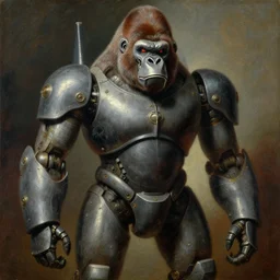 highley detailed potrait of a mecha robot gorilla, painting by gaston bussiere, craig mullins, j. c. leyendecker, lights, art by ernst haeckel, john william godward, hammershøi,
