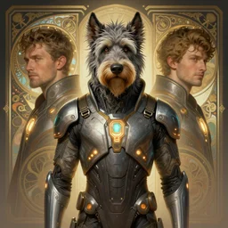 symmetry portrait of shaggy rogers, sci - fi, tech wear, glowing lights, intricate, elegant, highly detailed, digital painting, artstation, concept art, smooth, sharp focus, illustration, art by artgerm and greg rutkowski and alphonse mucha