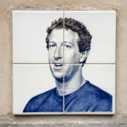 roman bath tiles representing mark zuckerberg