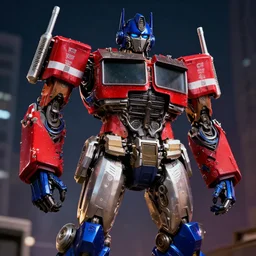 zombie optimus prime in night, trending on Artstation, 8K, highly detailed, vibrant colors