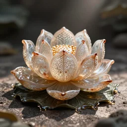 Intricate lace onyx lotus bloom macro photo, liquid splash bloom stylized illustration by james jean