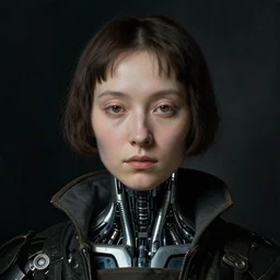 a close - up portrait of a cyberpunk cyborg girl, by hans holbein the younger, rule of thirds
